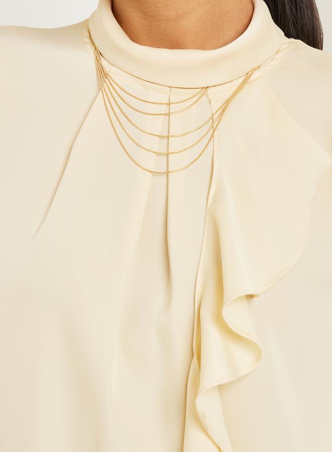 ستايلي بلوزة ساتان مزينة - Image 4